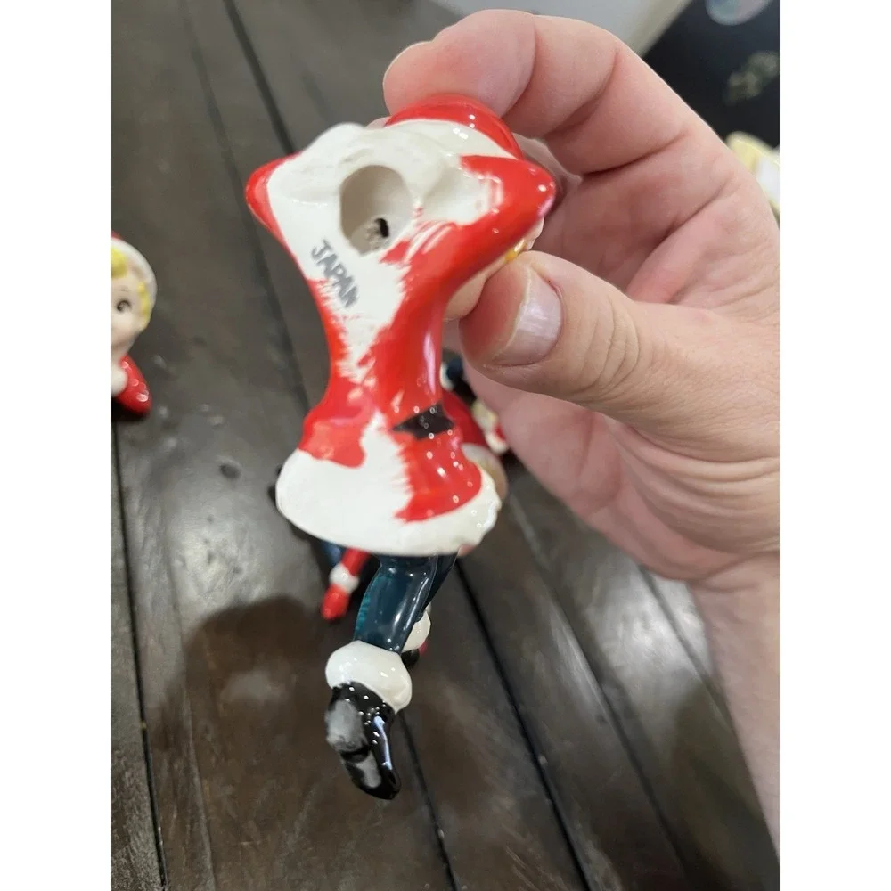 Complete Set of 6 Vintage Christmas Tumbling Elf Pixie Figurines Japan As‎ Is